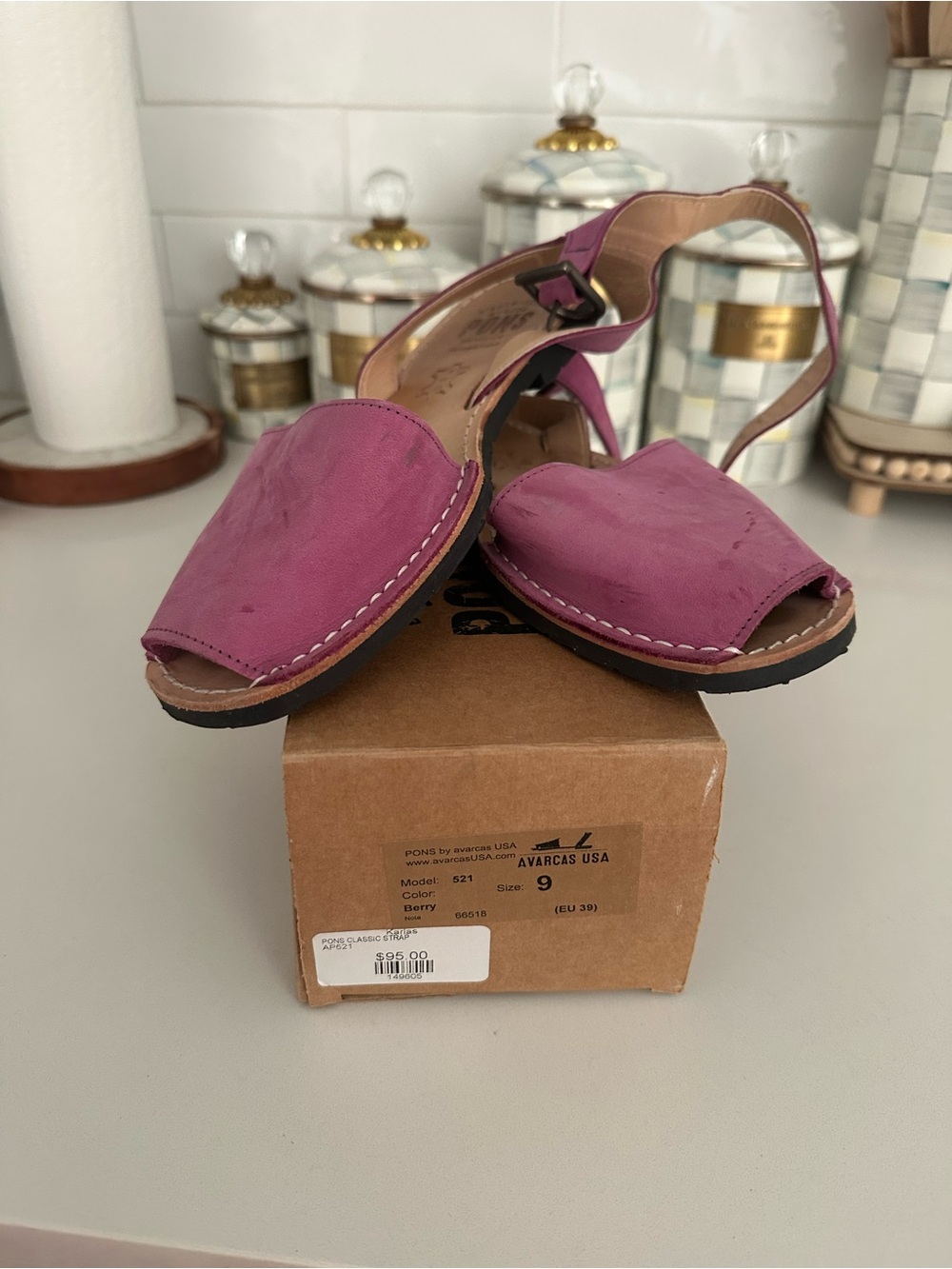 Women’s Berry Pink Slingback Sandals by Pons Classic